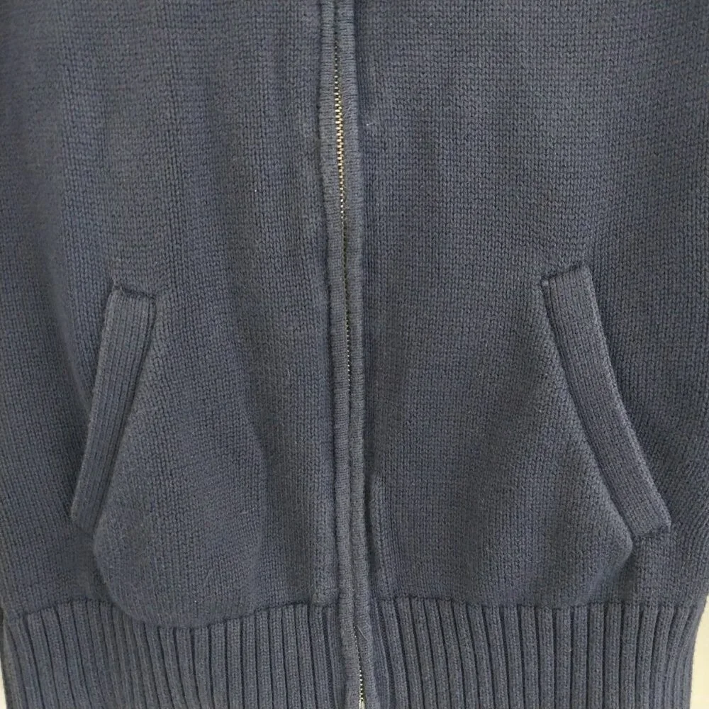 Ralph Lauren Sport Women’s Medium Navy Blue Long Sleeve Full Zip Fitted Sweater - Picture 8 of 11